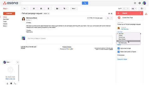 pannello laterale Asana in Gmail