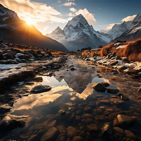lago di montagna calmo tra rocce