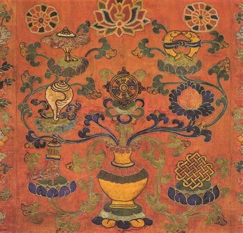 tessuto tibetano otto simboli buon auspicio